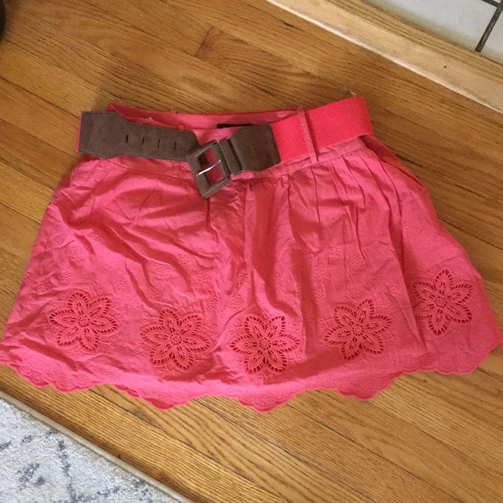 Pink floral skirt